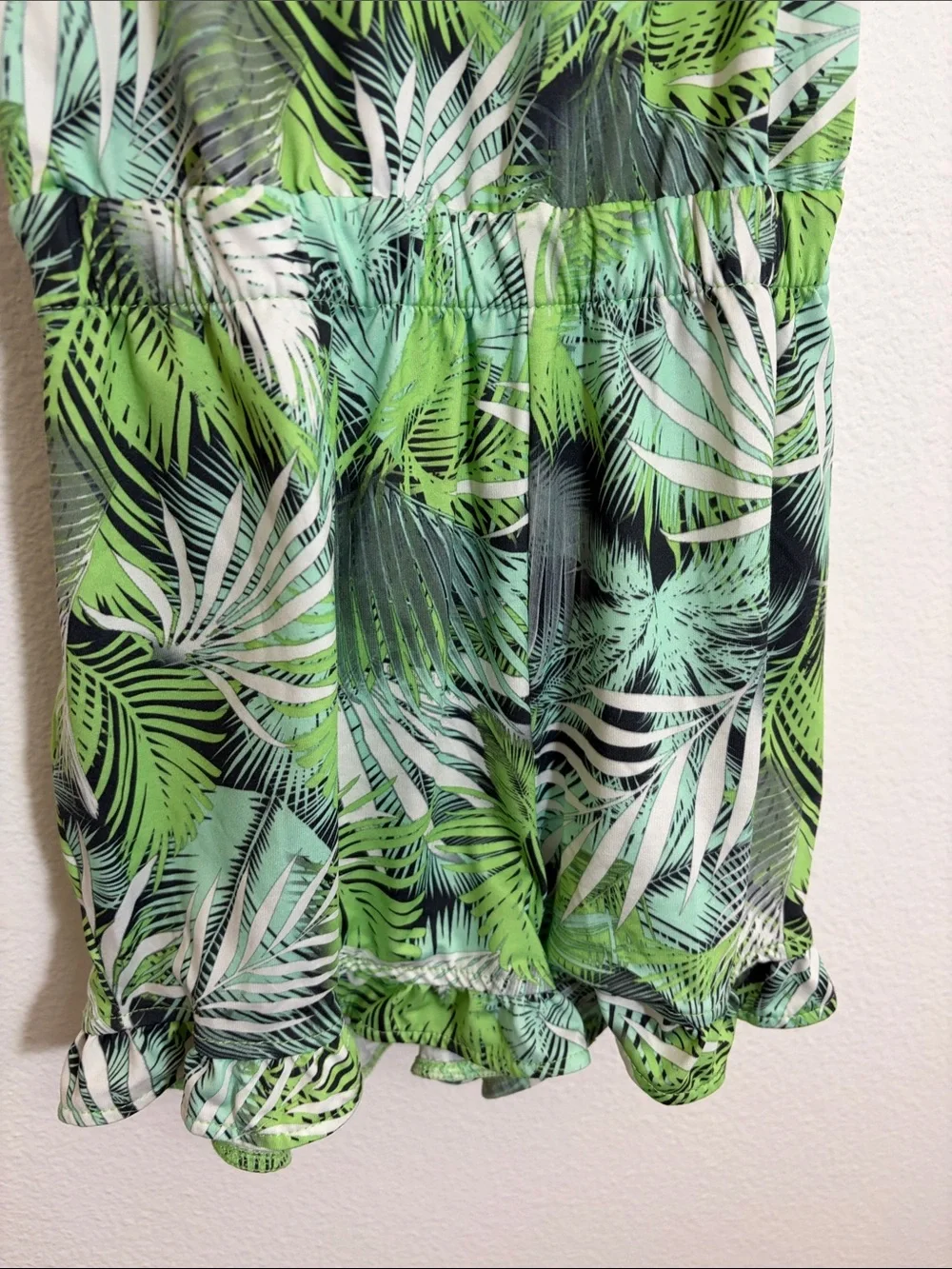 Hurley Tropical Palm Print Green Mint Summer Romper Shortall